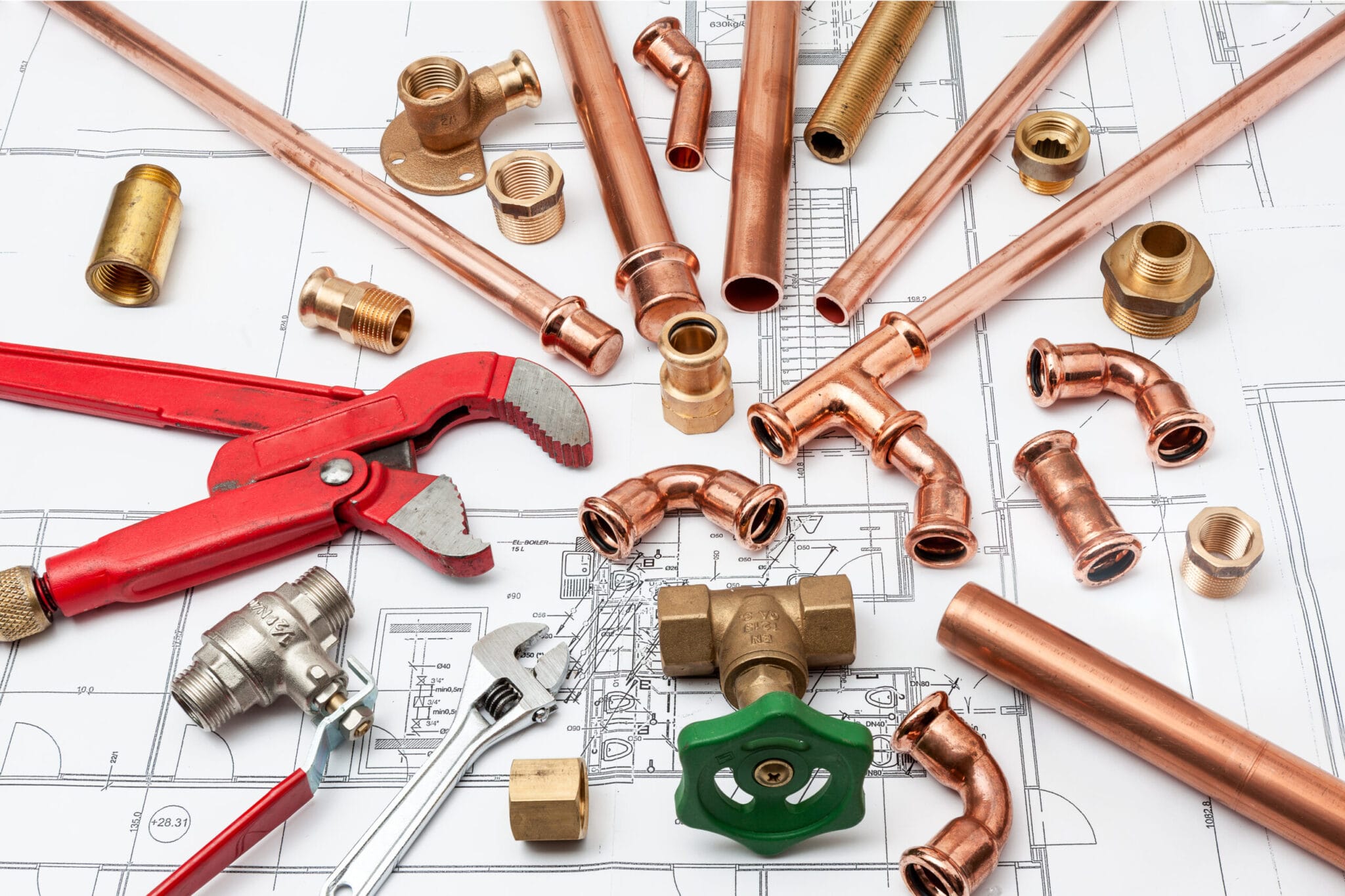 Copper pipe fittings and plumbing parts for Deltona, Florida repairs