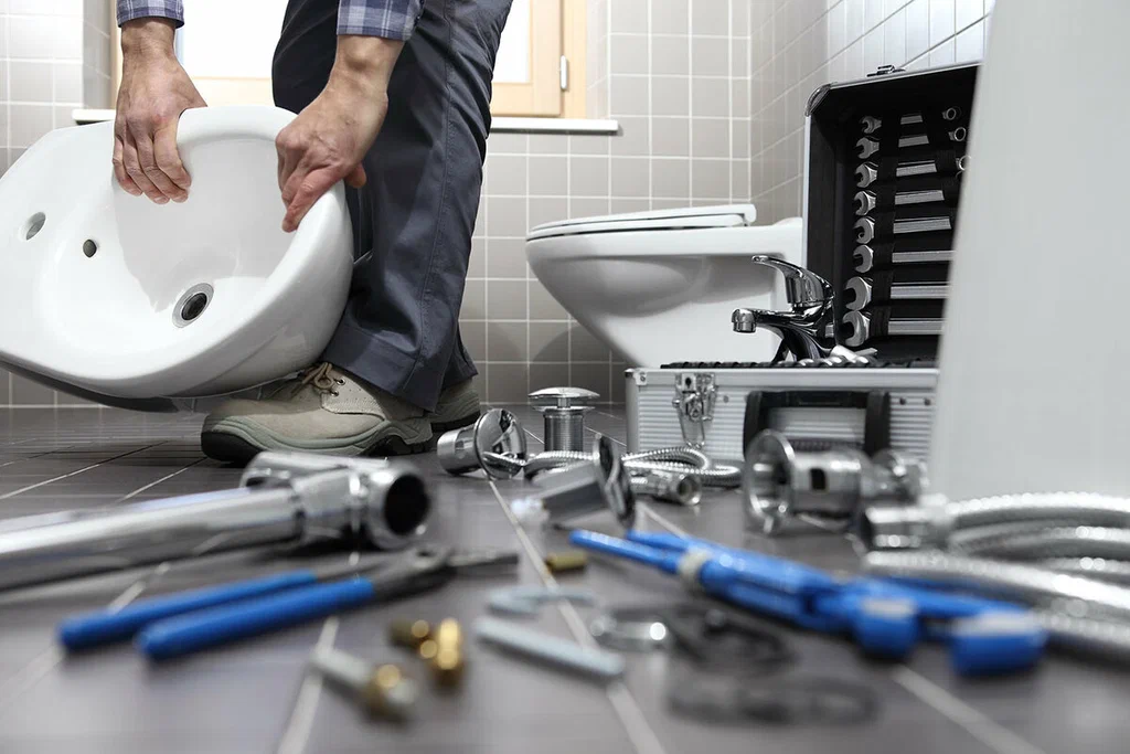 Plumbing tools prepared for a bathroom repair in Deltona