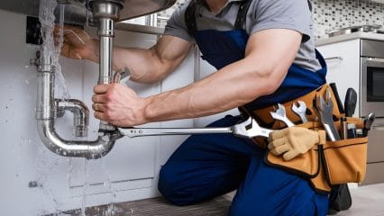 Technician using electronic equipment to detect a plumbing leak in Deltona